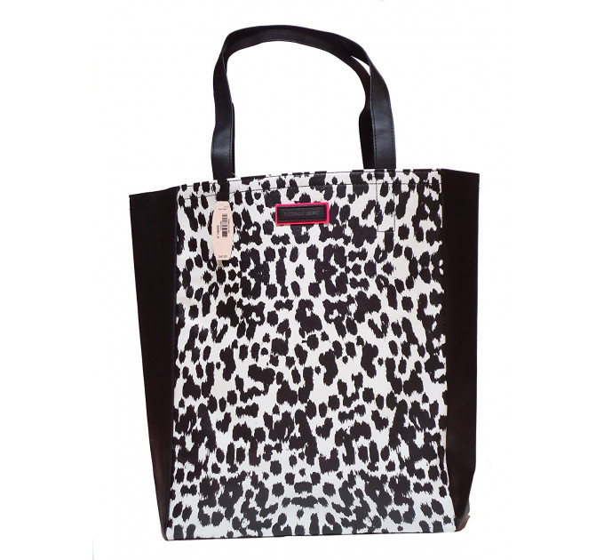 Сумка Victoria's Secret 2014 Black & White faux leather Leopard Print Tote Bag